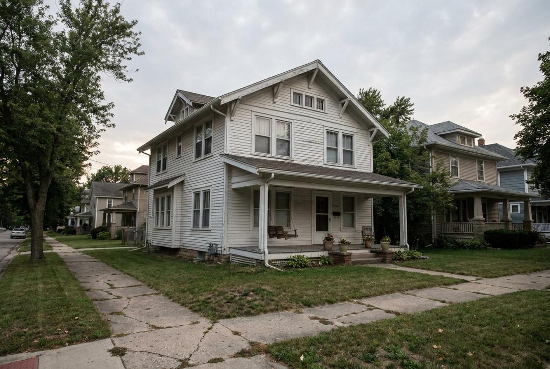 An older house with double-hung windows